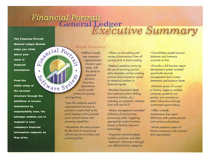Financial Portrait General Ledger Executive Summary